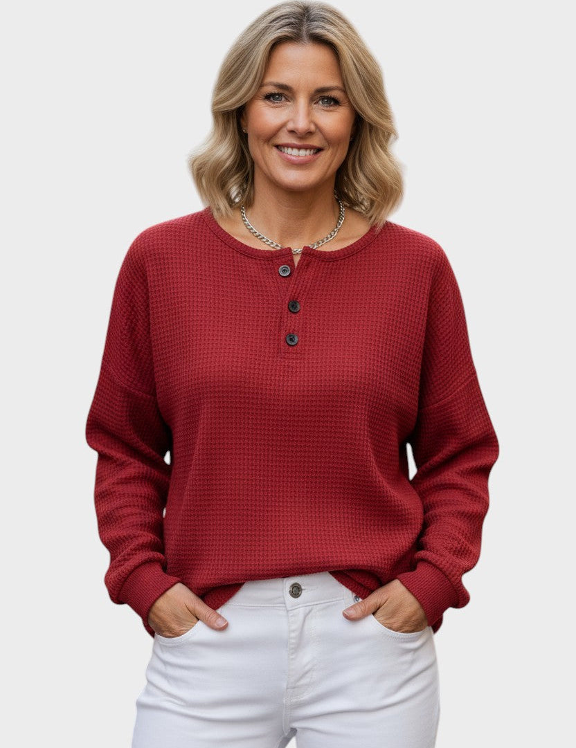 Helle™ | Vaffelstrikket Hyggetrøje