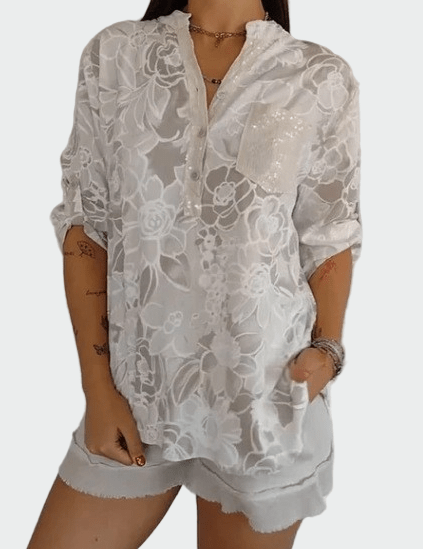 Johanne | Blå blomsterbluse