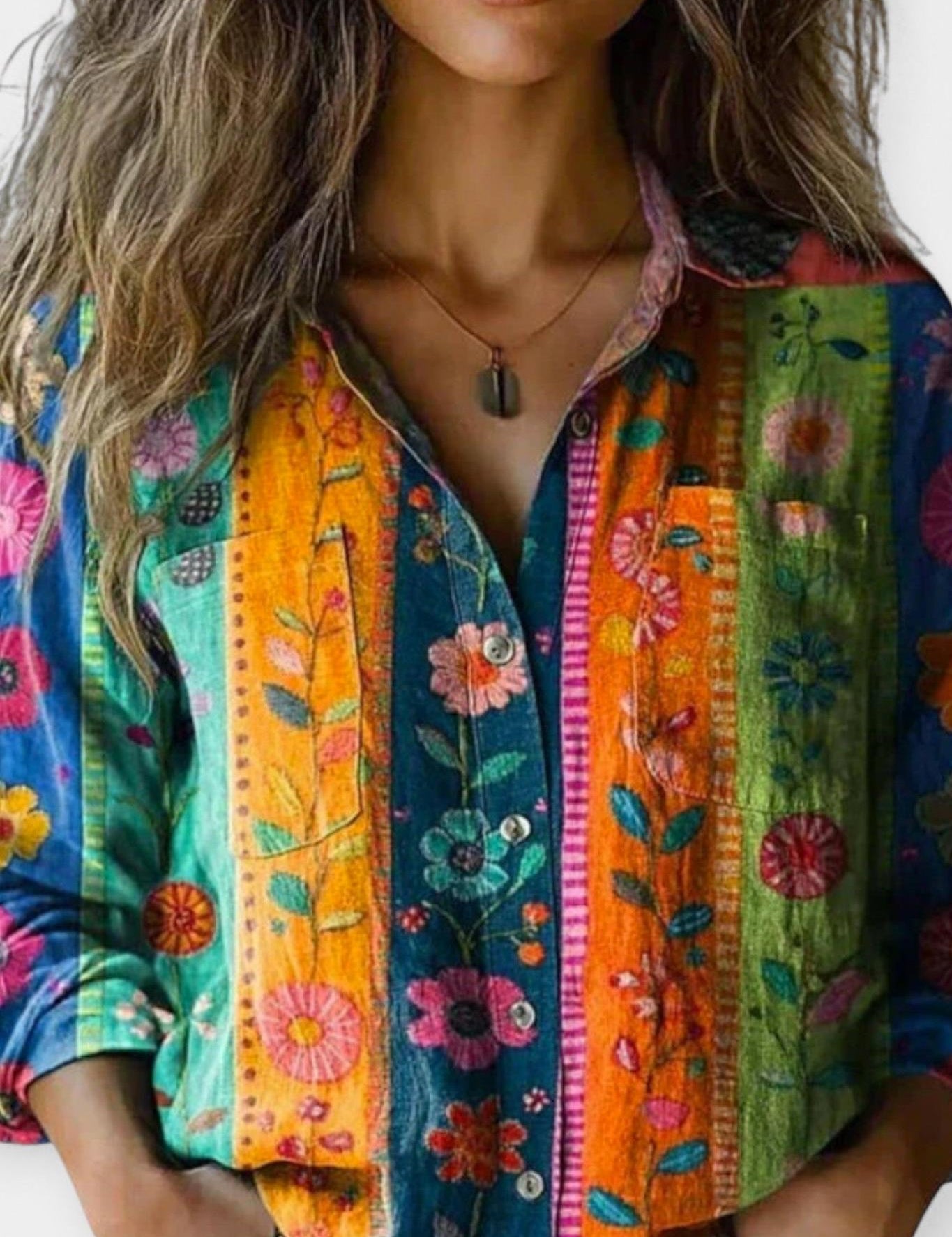 Mille | Vintage mønsterbluse