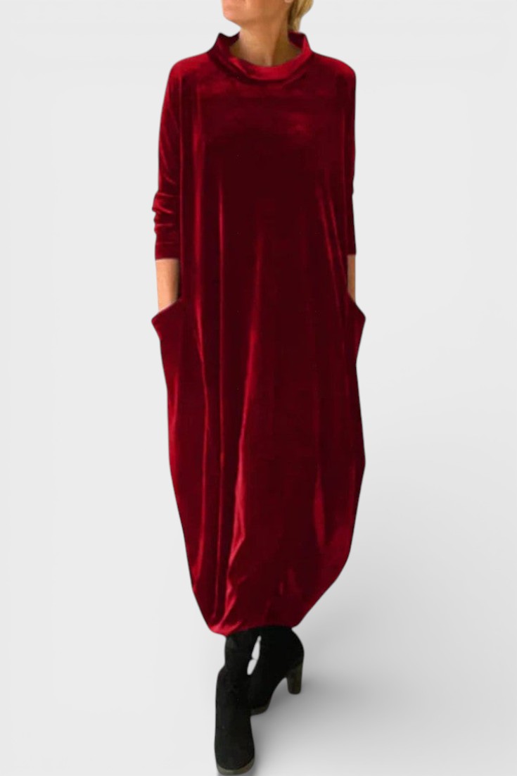 Saskia™ | Elegant fløjls­kjole med lommer