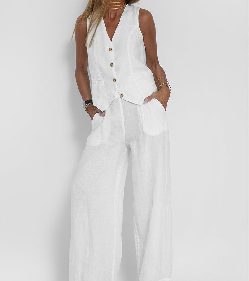 Aira – Chic Two-Piece Set with Vest and Wide-Leg Trousers