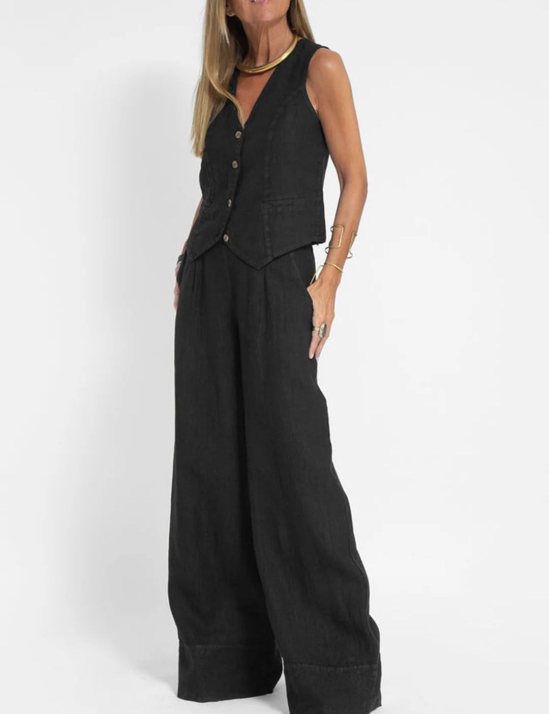 Aira – Chic Two-Piece Set with Vest and Wide-Leg Trousers